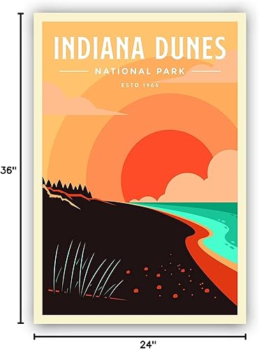 Miniatura 8 de Parques nacionales de las dunas de Indiana, impresión de póster de viaje, póster de viaje retro, parque nacional en Indiana, arte de pared de