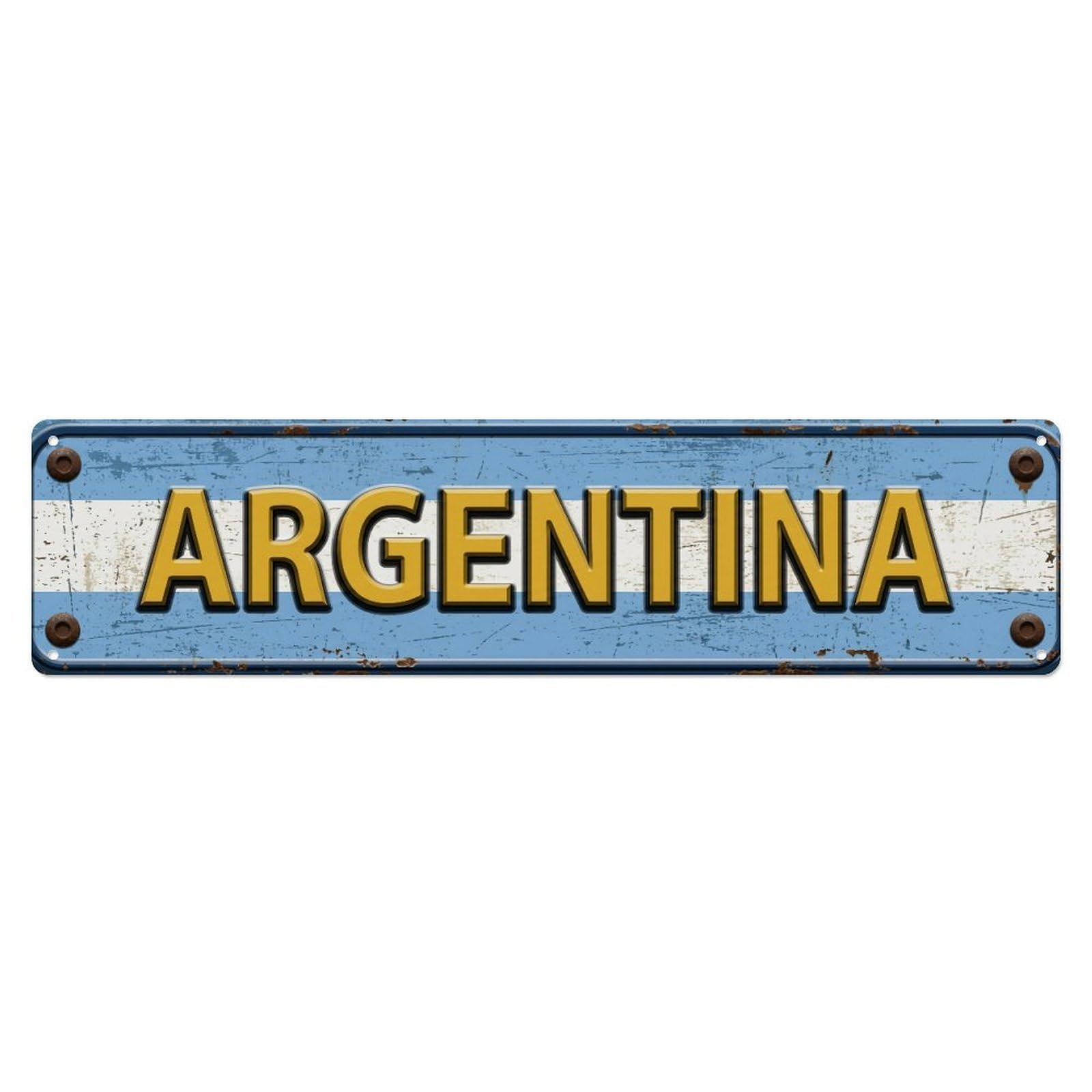 Metal Tin Sign Vintage Argentina Flag Pattern