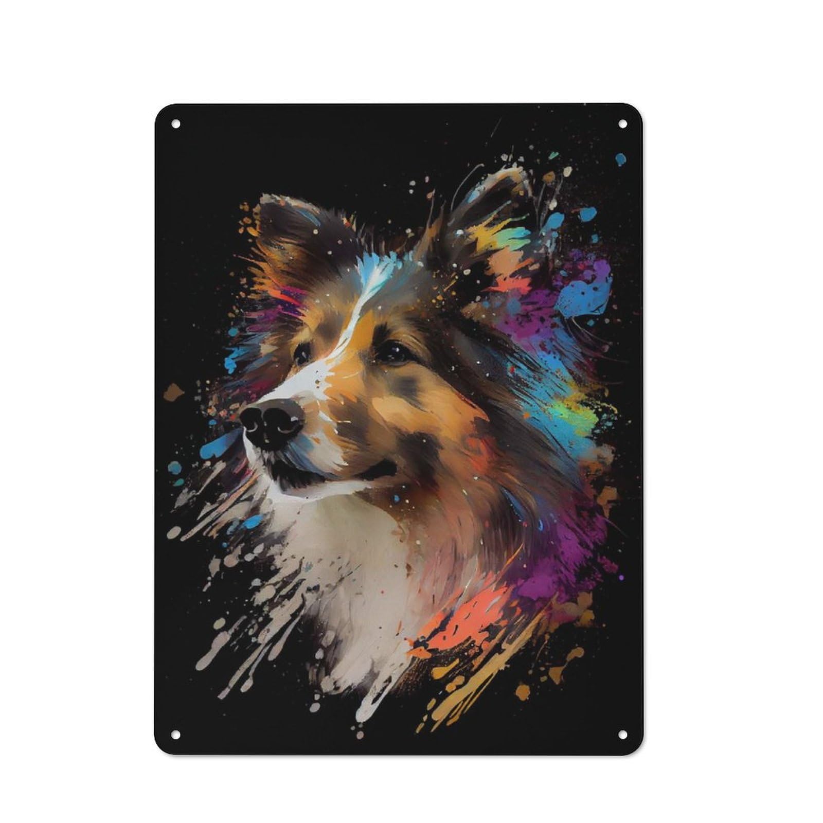Junmoney Shetland Sheepdog Mini Col Metal Wall Sign 40X30cm Featuring For Bar Or Restaurant, For Restaurant Interior Fans
