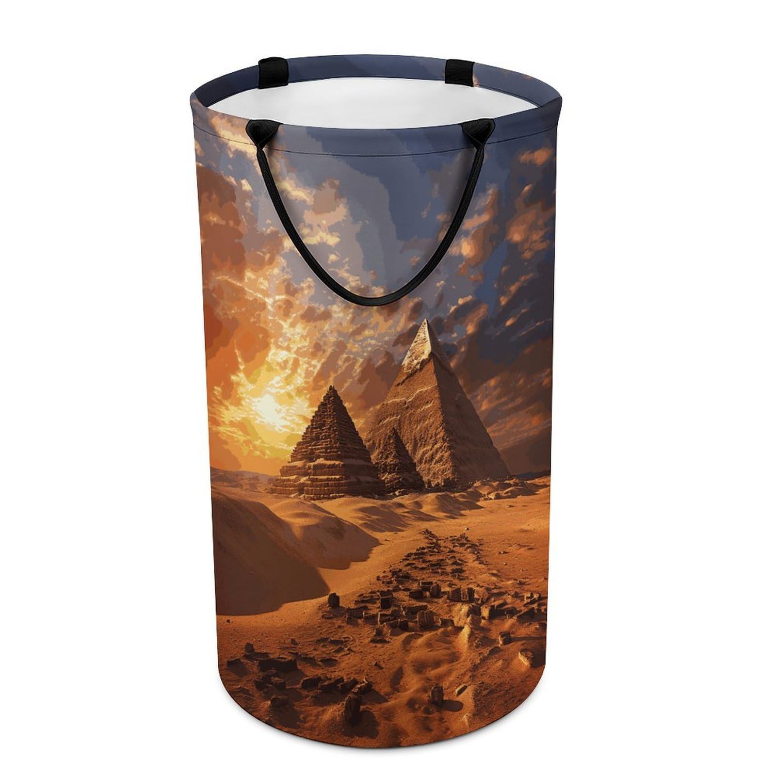 Egyptian Pyramids Laundry Hamper Waterproof Polyester Laundry Baskets Collapsible Dirty Clothes Storage Basket Clothes Hampers with Sturdy Handles for Travel Bedroom