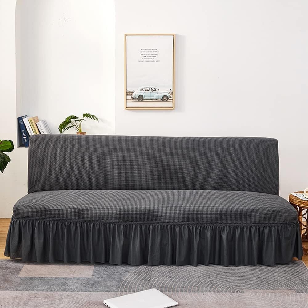 WWQQKJ Armless sofa cover Stretch sofa cover Bed sofa cover Without armrests Click clac sofa cover(Grigio Scuro)
