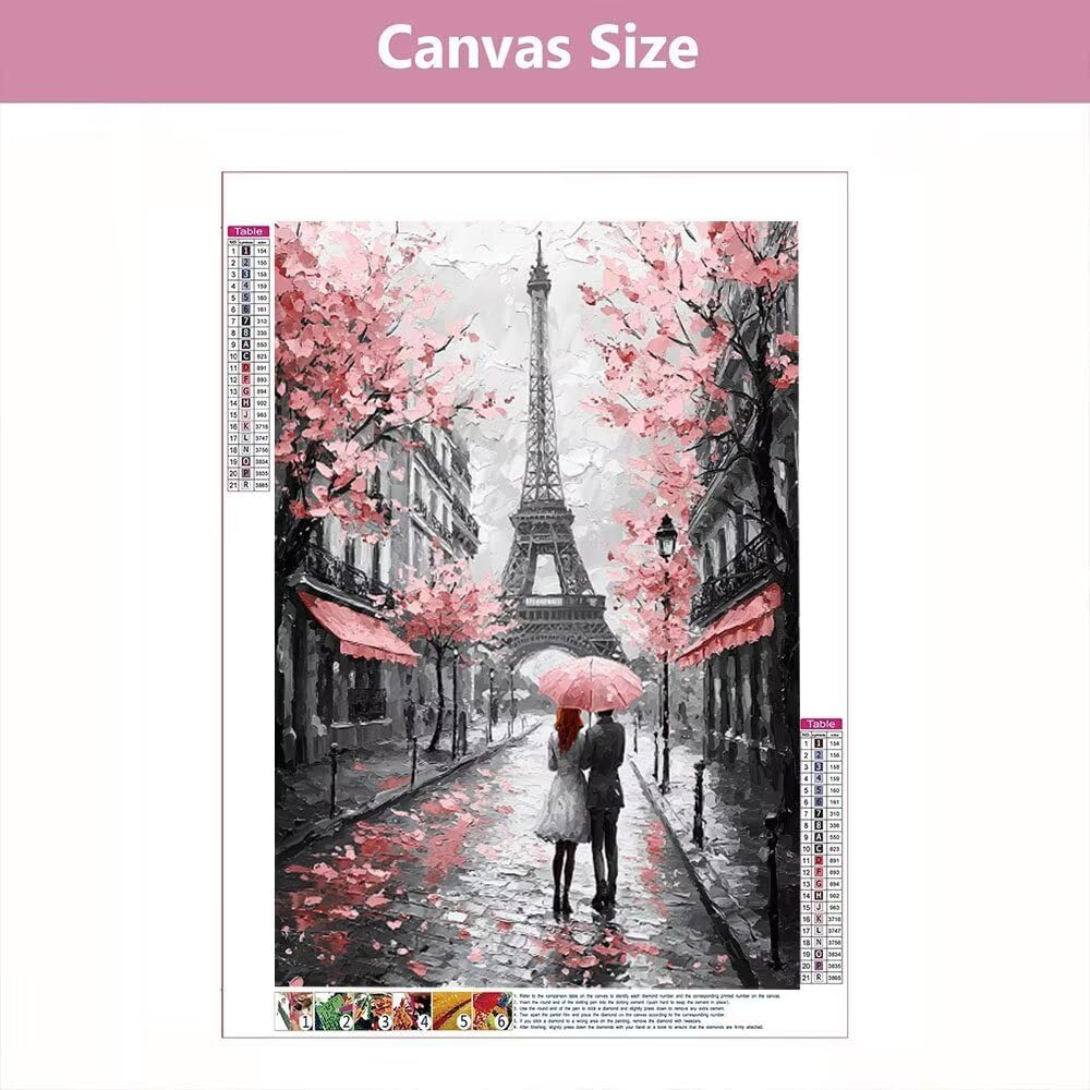 5D Diamant Painting Kits Erwachsene, Regentag Eiffelturm Diamant Painting Bilder für Anfänger Kinder, DIY Mosaikherstellung Stickerei Kreuzstich Home Wand Dekor, Geschenke für Frauen 80x110cm WO3W-838
