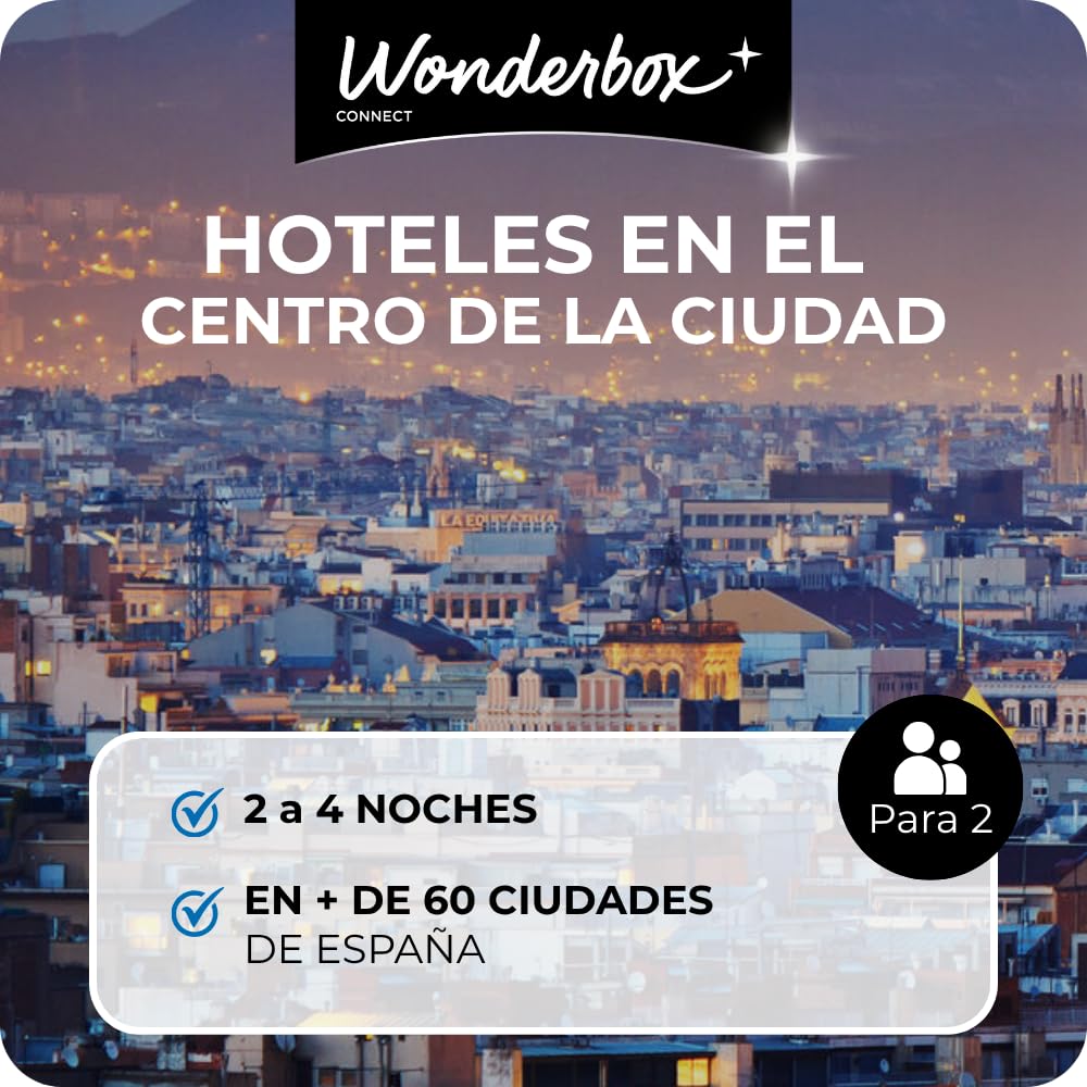 WONDERBOX – Cofre Regalo Estancia en la Ciudad: España - De 2 a 4 Noches para 2 Personas - Escapada para Parejas - Regalar experiencias - Hoteles en centros urbanos para Descubrir la Cultura española