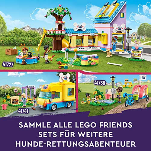 LEGO Friends Hunderettungszentrum, kreatives Tierarzt Spielzeug mit Mini-Puppen und Welpen-Figuren, aus der Serie 2023 Autumn mit Zac und Tierfiguren, wie Pickle der Hund 41727