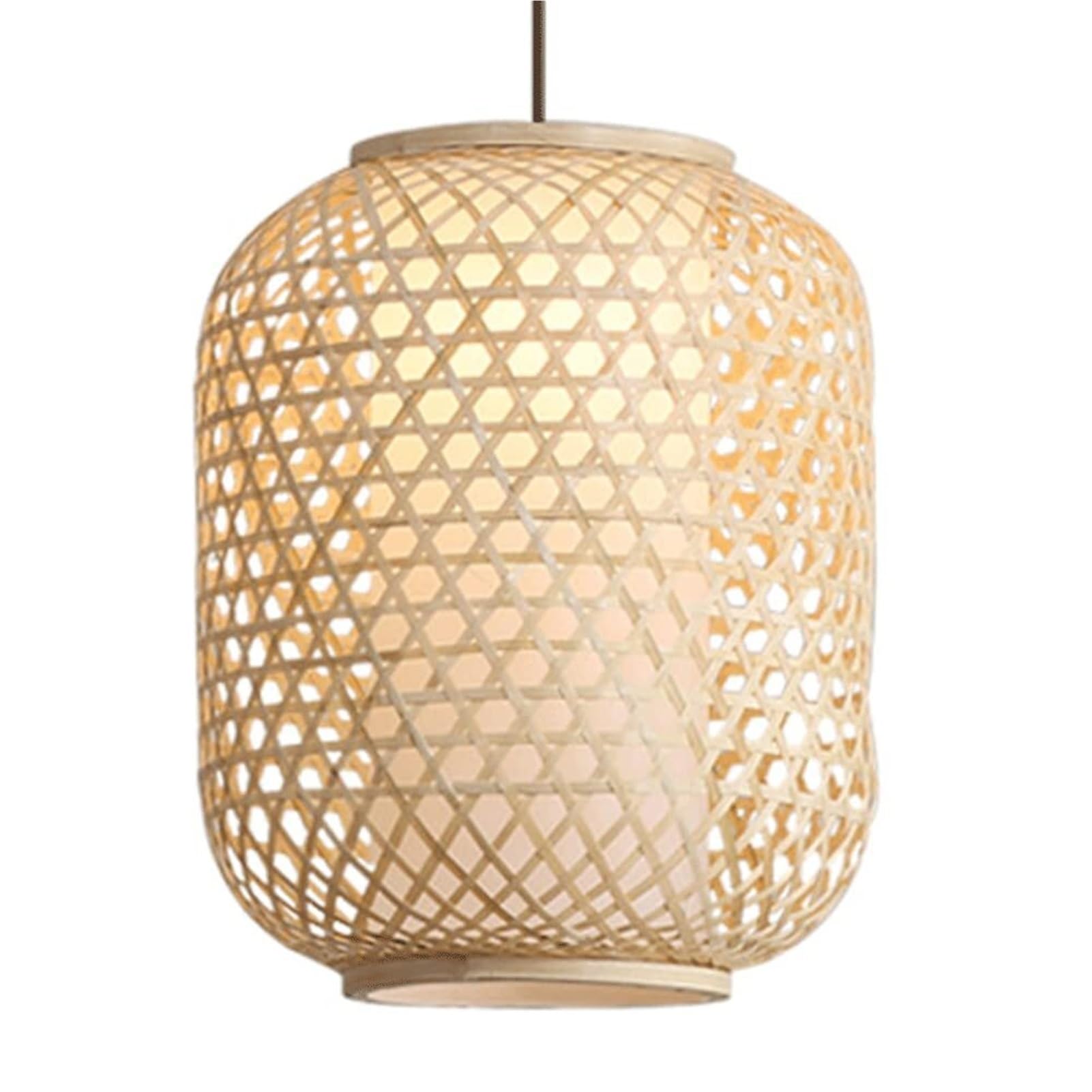 KBUUKYYXouy Pendant Lights Rattan Weaving Shade E27 Single Head Hanging Lamp Beige Indoor Ceiling Light Fixture for Rustic Farmhouse Teahouse Cafe Tropical(9.8in*15.7in)