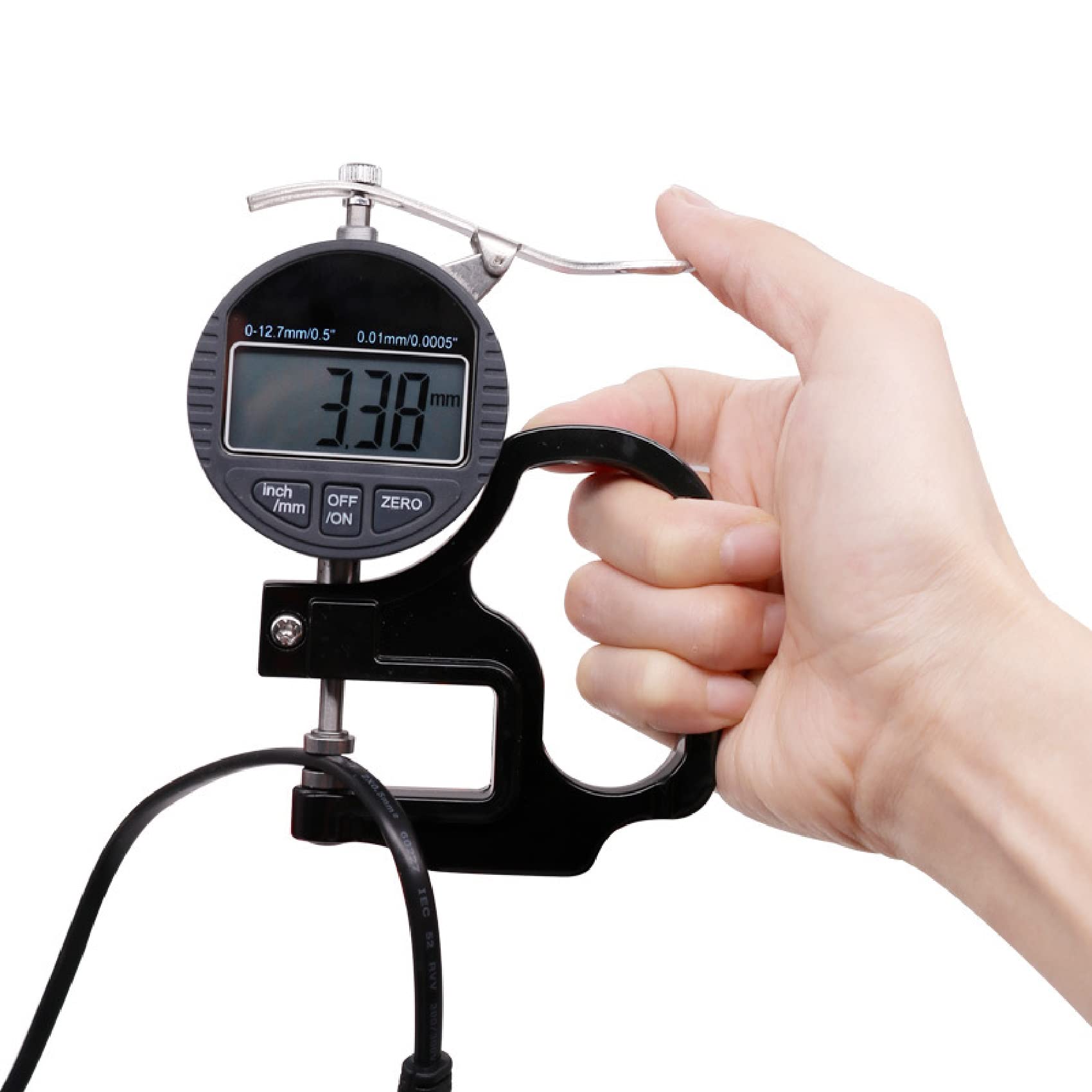 0,001 millimetri Digital Spessimetro Meter Micrometro Elettronico In 0-12.7mm Gamma per Carta Pelle Panno Film Nastro Filo Strumento di Misura