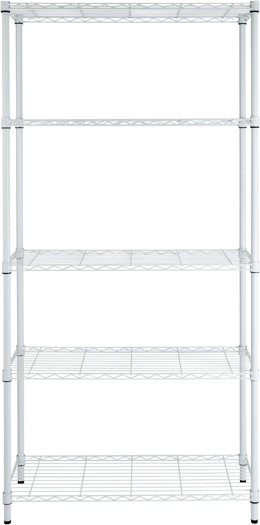 Honey-Can-Do 5-Tier Heavy-Duty Adjustable Shelves, Metal Storage Rack with 200-lb Shelf Capacity, White, 14" W x 36" L x 72" H