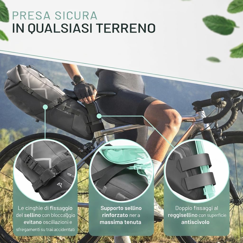 BIKEPACK Borse da sella per bicicletta – Borsa da gravelbike – 15 l – Accessori per bicicletta
