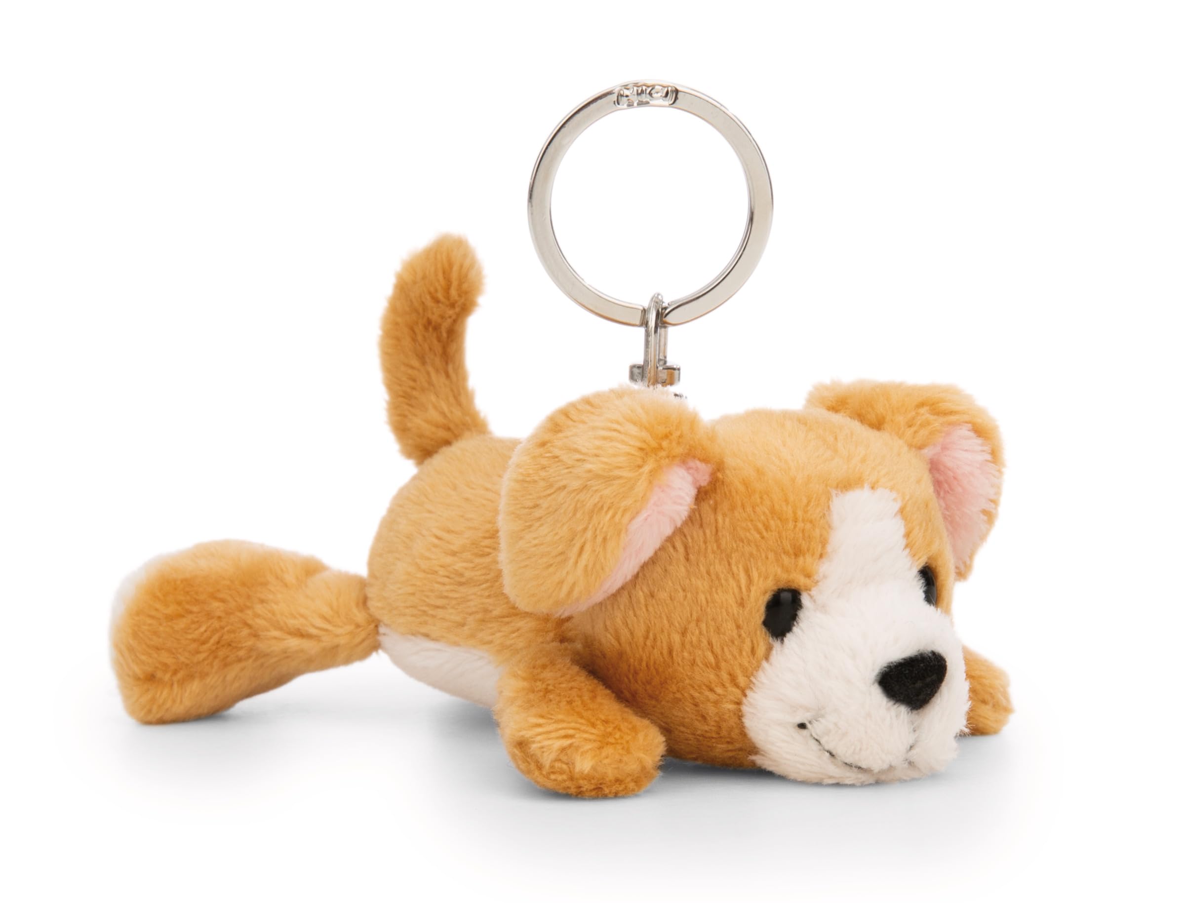 NICI Dog Keyring 10 cm, Brown, Loyal Companion for Backpack or Bag, Key Holder for Kids and Adults, 62130