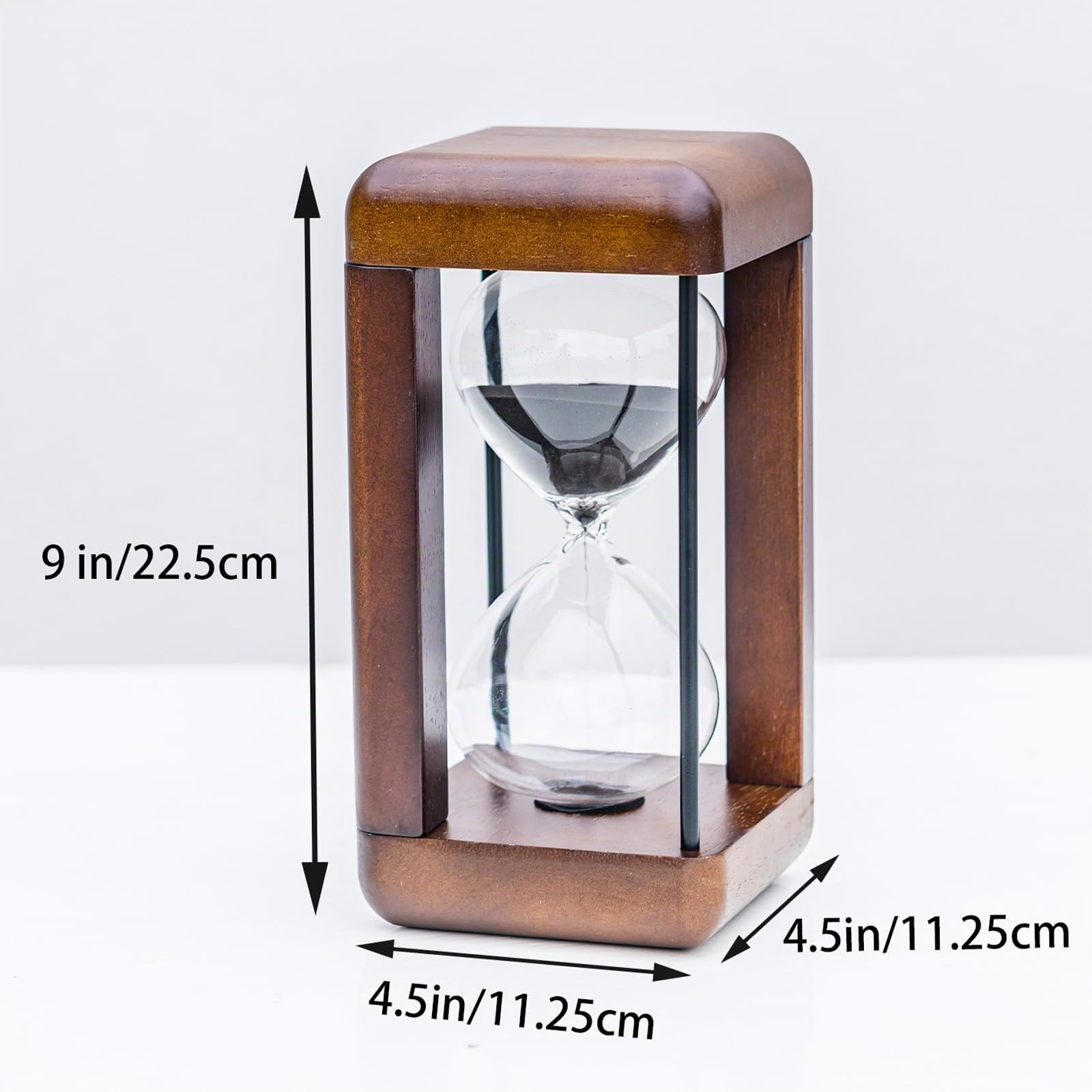 Große Premium-Sanduhr aus Nussbaumholz, 60-Minuten-Sanduhr, Stundenglas mit Geschenksanduhr, Dekor für Haus, Schreibtisch, Büro, Hochzeitsdekoration (Schwarz)