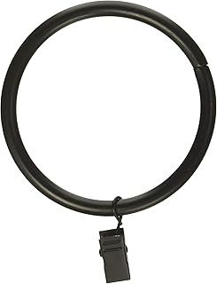 Rod Desyne 1931-12 2-1/2" Curtain Rings with Clip, Black