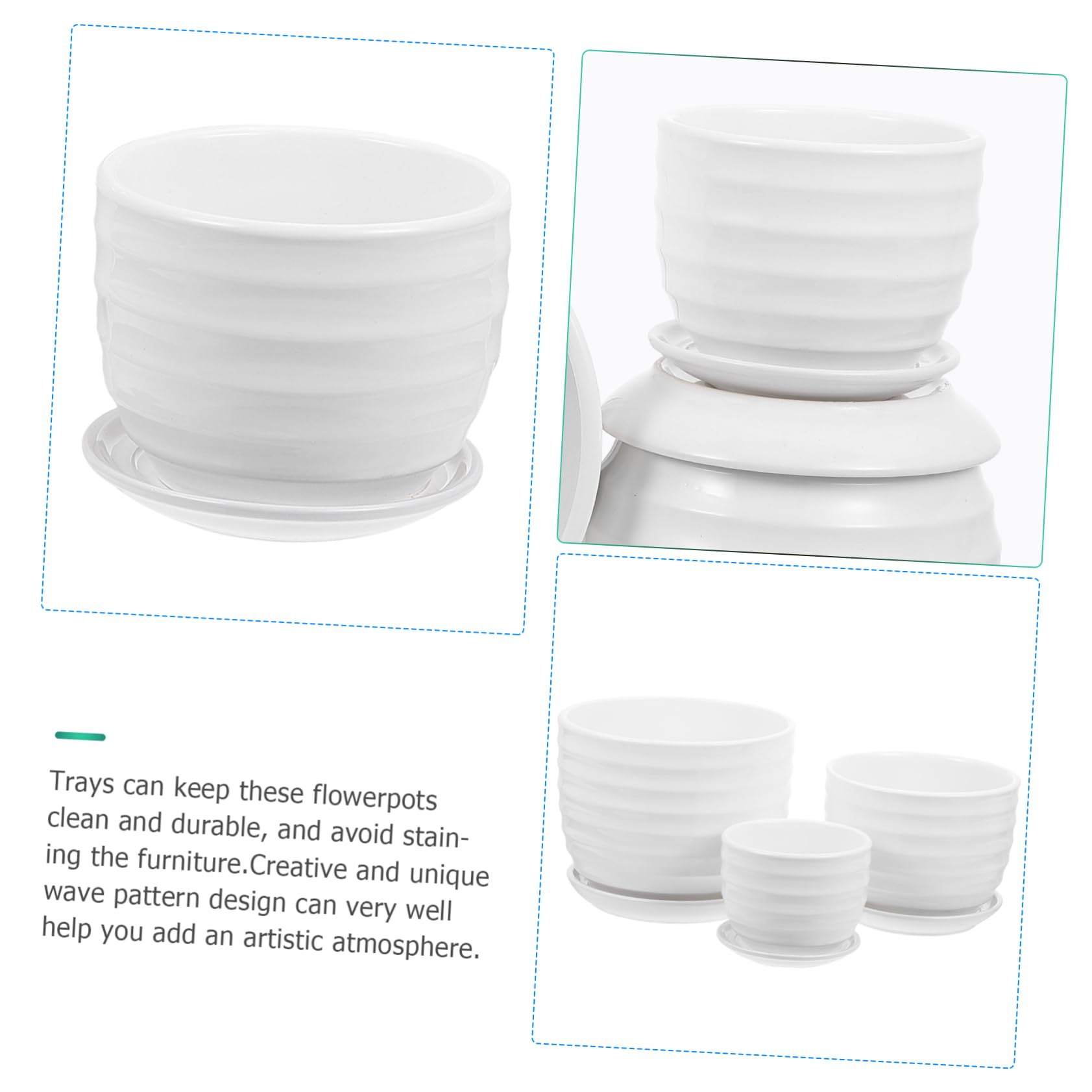 POPETPOP Doniczki Do Kwiatów Do Wewnątrz/na Zewnątrz 1 Zestaw 3 Ceramicznych Tacek Kreatywny Pojemnik Do Sadzenia W Domu