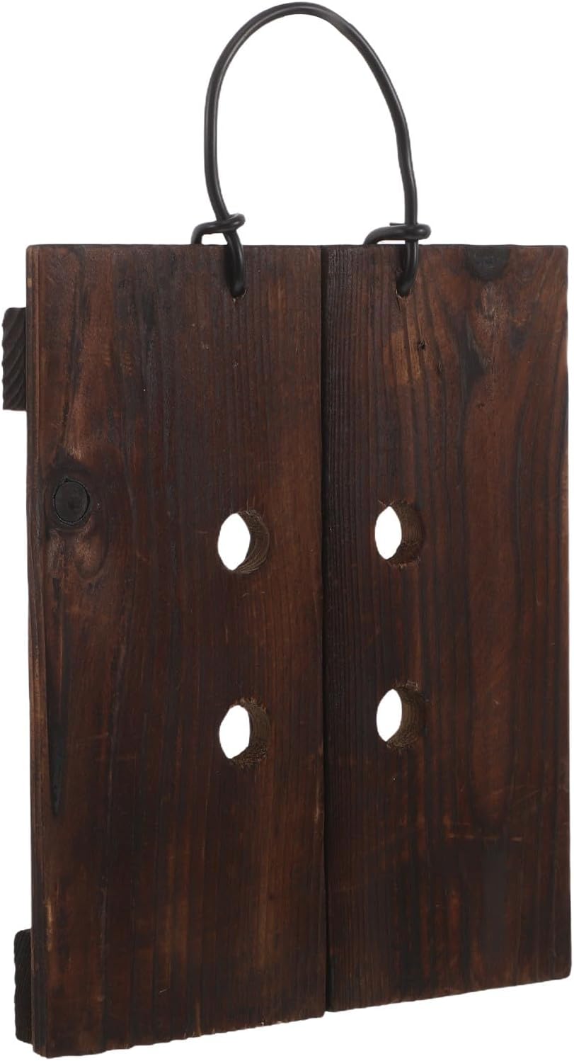 Mikikit Staghorn Fern Mounting Board Wall Planter with Adjustable Slots, Coffee Color Carbonized Wood Hanging Pot Holder for Vertical Garden, for Home Background Walls and Cafes