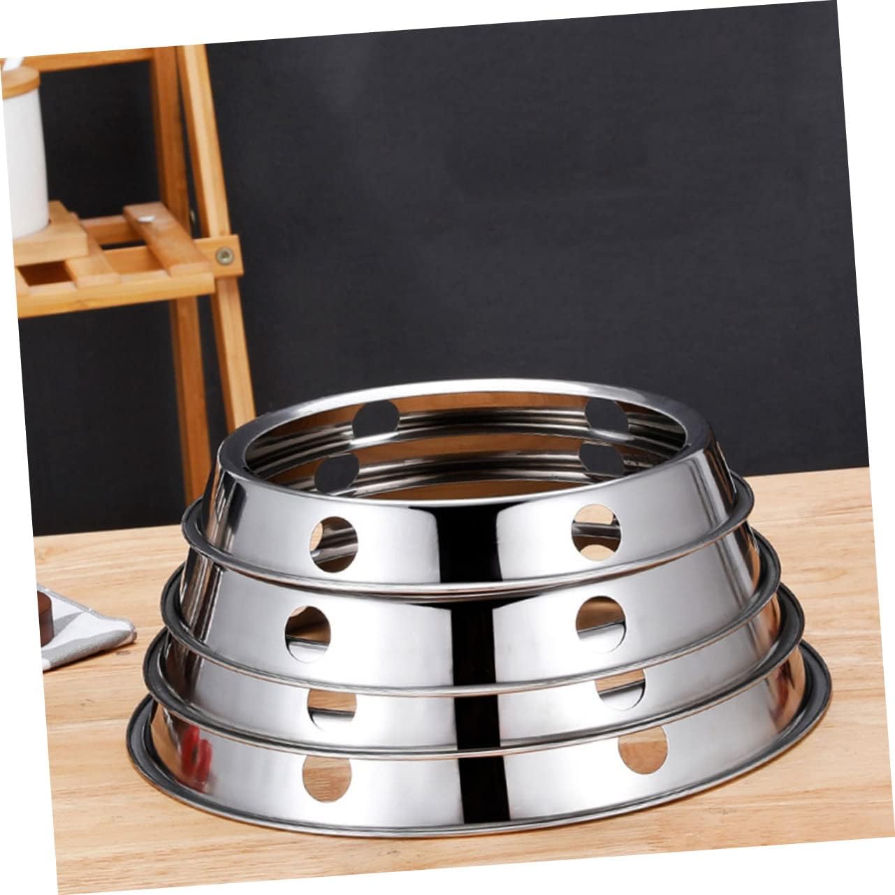 VILLCASE 2Pcs Stainless Steel Wok Ring Pot Holders Heat Resistant Gas Stove Rack Multi Functional Cooker Support for Pots and Pans Durable and Skid Resistant Design