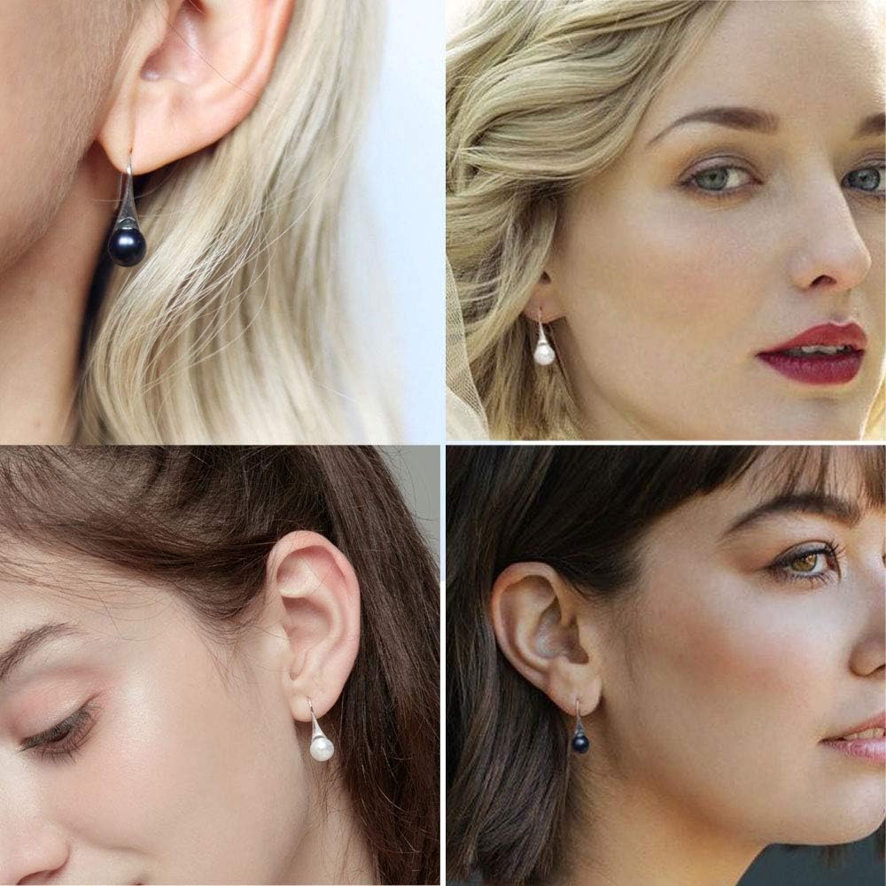 Michooyel 925 Sterling Silver Freshwater Cultured Pearl Dangle Drop Earrings for Women AAA+ Quality 8mm White Pearl Earrings Jewelry for Women - Image 6