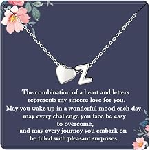 Silver Heart Initial Necklace for Women Teen Girls A-Z Letter Heart Name Pendant Necklaces Personalised Womens Choker Tiny Necklaces Jewellery Birthday Christmas Gifts