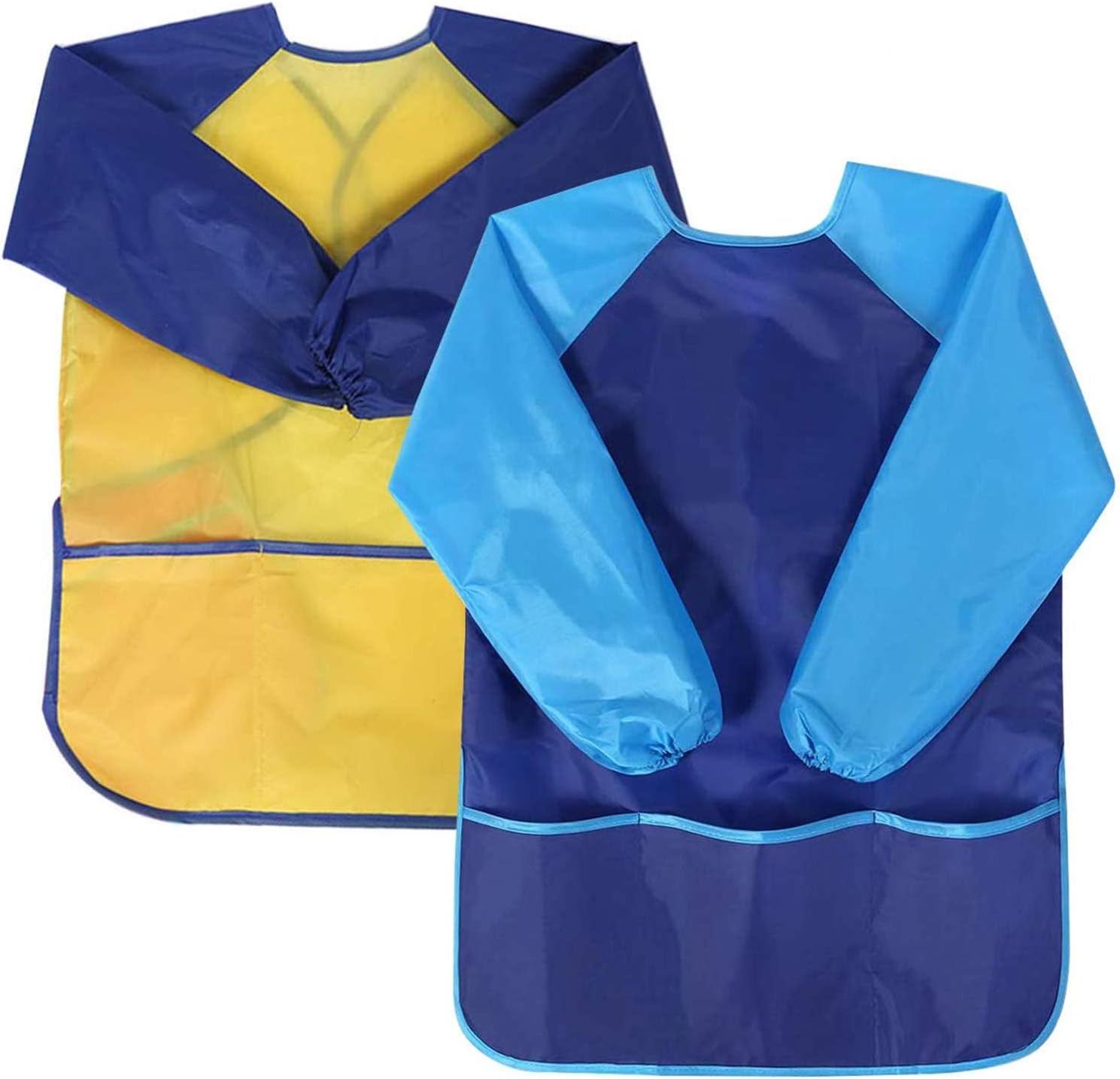 Starthi Kids Childrens Apron Art Smocks Waterproof Apron, Long Sleeve Children Painting Aprons with 3 Pockets for Painting, Pottery School, Baking, Cooking, Craft and Lab Activity, Age 3-8