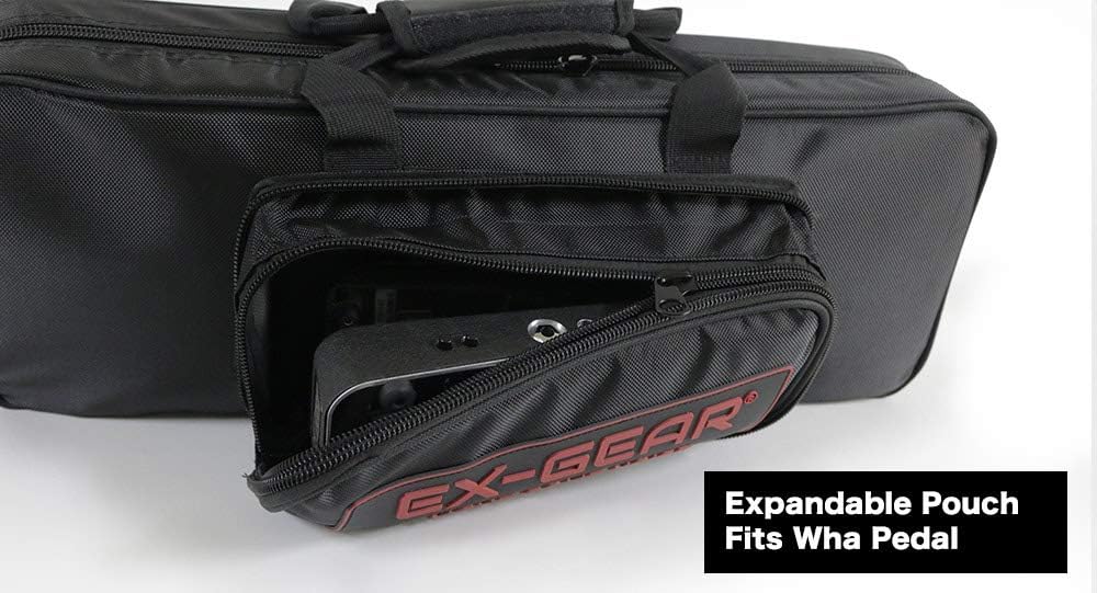 EX-GEAR Carry Bag & Pedal Board Combo, Super Durable Bag, Light-Weight Metal Pedal Board with Retractable Handles, Holds Cables, Wha, Strings, Picks and All Accessories
