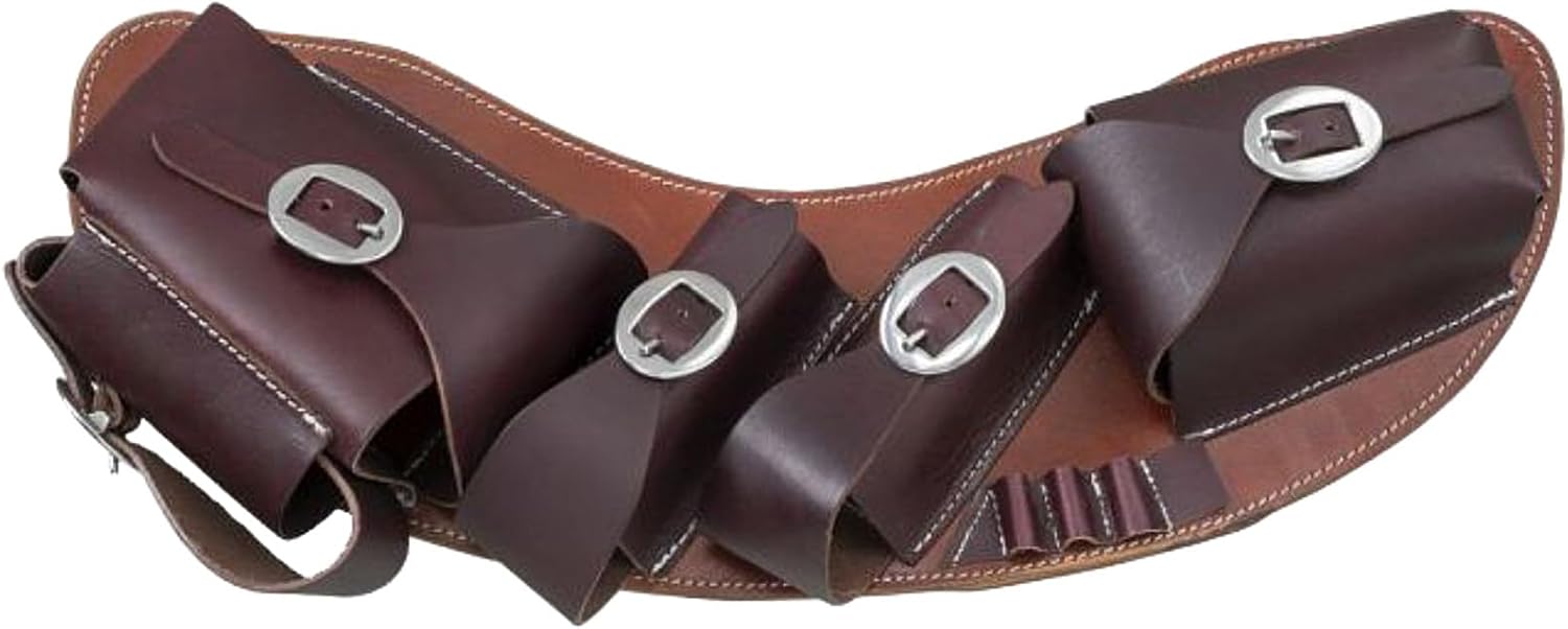 Tough 1 Silver Royal Leather Medicine Cantle Saddle Bag