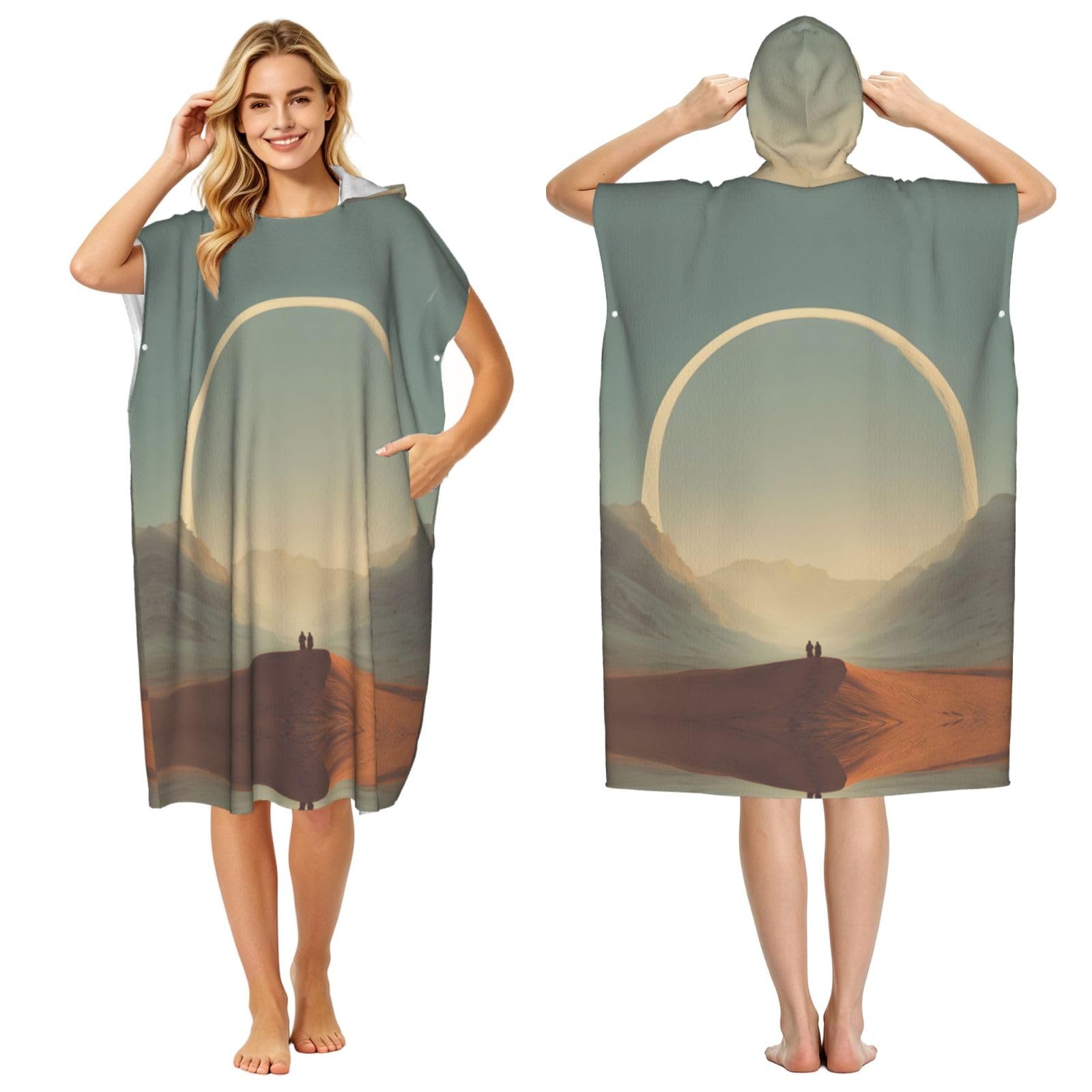 Poncho à capuche en microfibre adulte surf natation bain pour changer