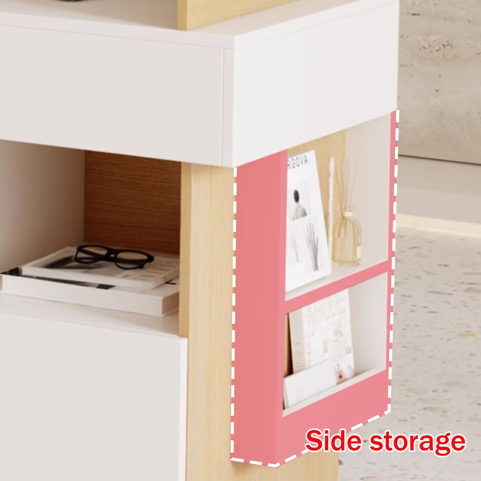 Generico Banco Cassa Moderno per Negozi con Vassoio e cassetto per Tastiera, Reception con vani portaoggetti Laterali, 120 cm, Finitura in Legno Naturale, Soluzione eleg