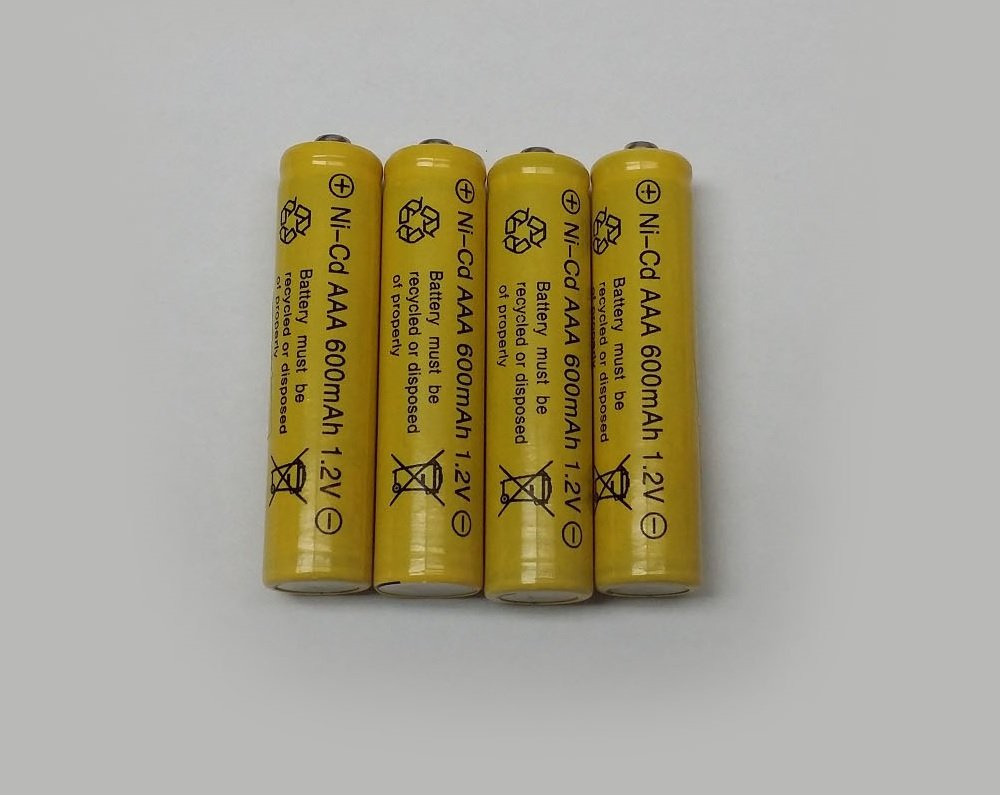 AAA Ni-Cd 600mAh Yellow Rechargable Batteries Perfect for Solar Powered Units (4-Pack)