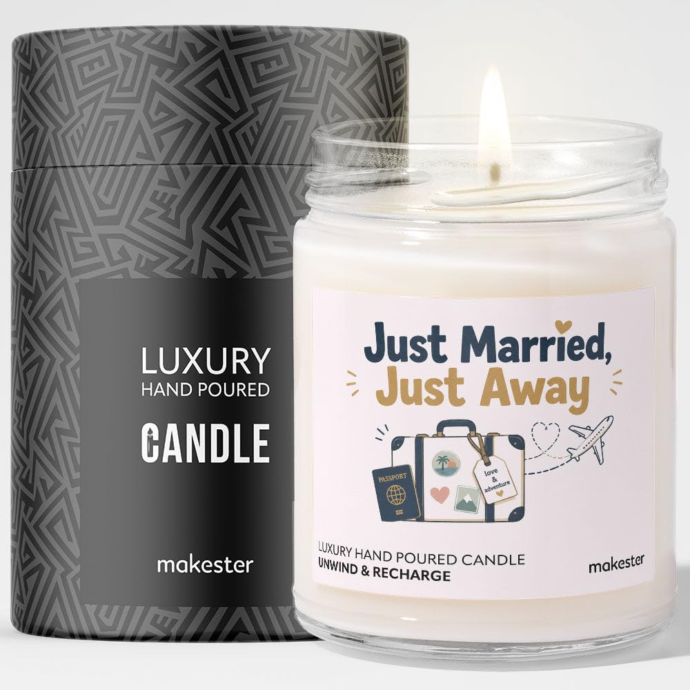 Gift for Honeymoon Couple - Luxury Soy Wax Candle - Vanilla, Jasmine, Sugared Almond - Makester โ image 1