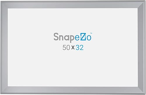 Vista 82 de SnapeZo Silver 36x37 Poster Frame, 1.7" Aluminum Profile, Front-Loading Snap Frame, Wall Mounting, Wide Series