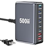 500W USB C Fast Charger Block, 8 Port USB Charging Station, GaN Ⅲ Pro Double 100W PD PPS Port Fast Charging Station for Multiple Devices,Laptop Wall Charger Compatible with MacBook, iPhone 17,iPad etc