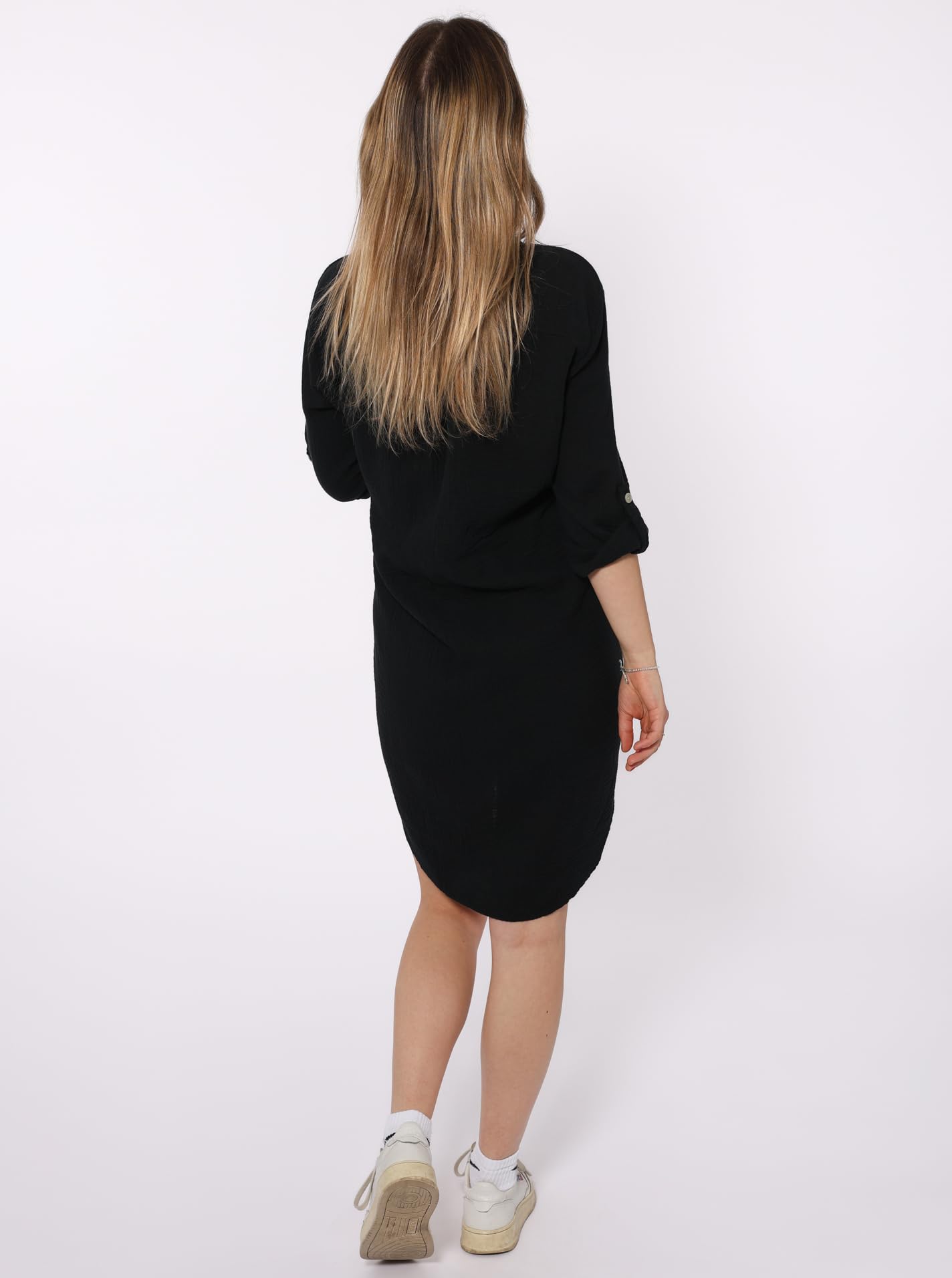 Zwillingsherz Musselin Longbluse aus 100% Baumwolle mit V-Ausschnitt – Hochwertige Tunika für Damen Frauen Mädchen - Sommerbluse Freizeitkleid Strandkleid - Locker luftig perfekt für Frühling Sommer