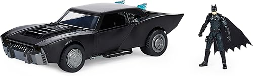 DC Comics Batmobile de Batman con figura de Batman de 4 pulgadas luces y sonidos la película de Batman coleccionable juguetes para niños y niñas a