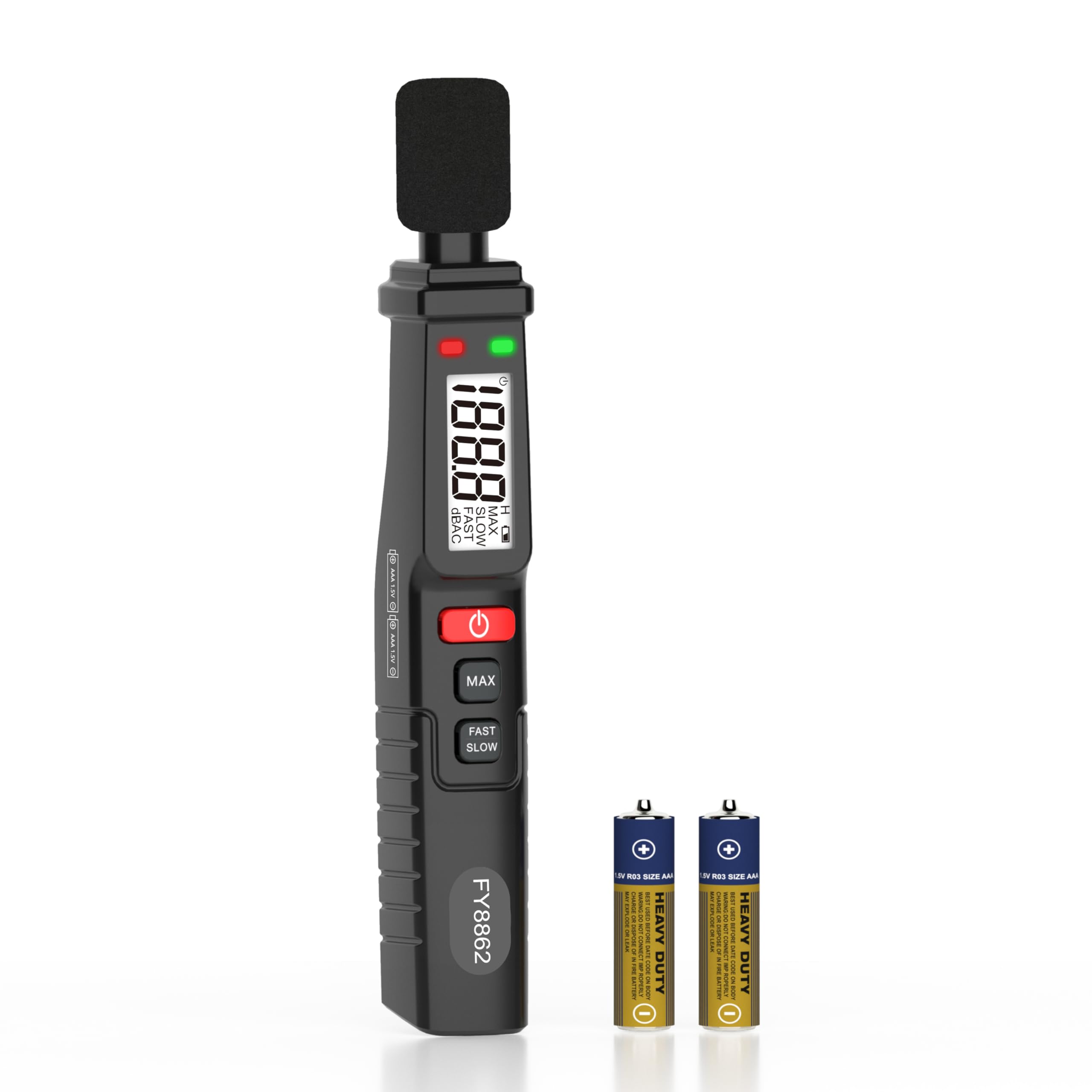 Decibelímetro, Medidor Decibelios Digital 30 a 130 dB, Medidor Ruido Audio con A/C Ponderado, Medidor SPL Portátil con Pantalla LCD a Color, Soporte Datos, Linterna Para Oficina Fábrica en Casa