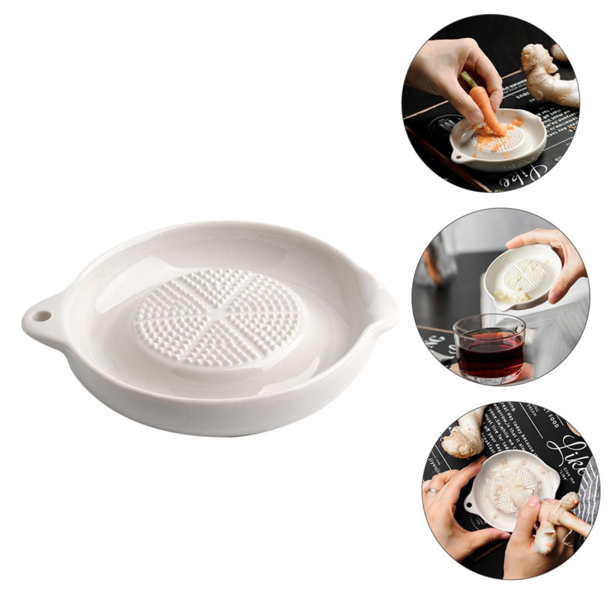 OKUMEYR 2 Pcs Ceramic Grinding Bowls for Garlic Ginger and Potato Food Mashers for Fruits and Vegetables and Easy to Use Kitchen Tools White