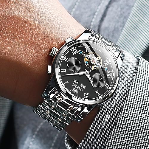 Image of OLEVS Automatic Watch for Men Self Winding Mechanical Luxury Business Stainless Steel Multi Calendar Waterproof Luminous Wrist Watches