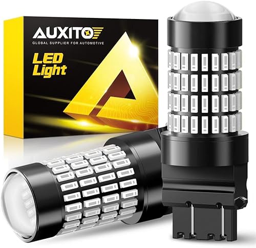Auxito Focos LED 3157 mejorados, rojo, 500% más brillantes, 3056, 3156, 3057, 4157, chip102-SMD, proyector para luces de freno, freno trasero, luces
