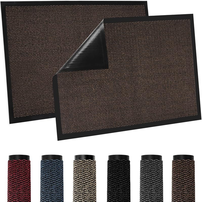 TradeXone Heavy Duty Door Mats - Indoor/Outdoor Washable Door Matts Indoor - Super Absorbent Rug with Non Slip Backing - Entrance Doormats - Front Door, Home & Office (60cm ร 160cm, Brown) โ image 1
