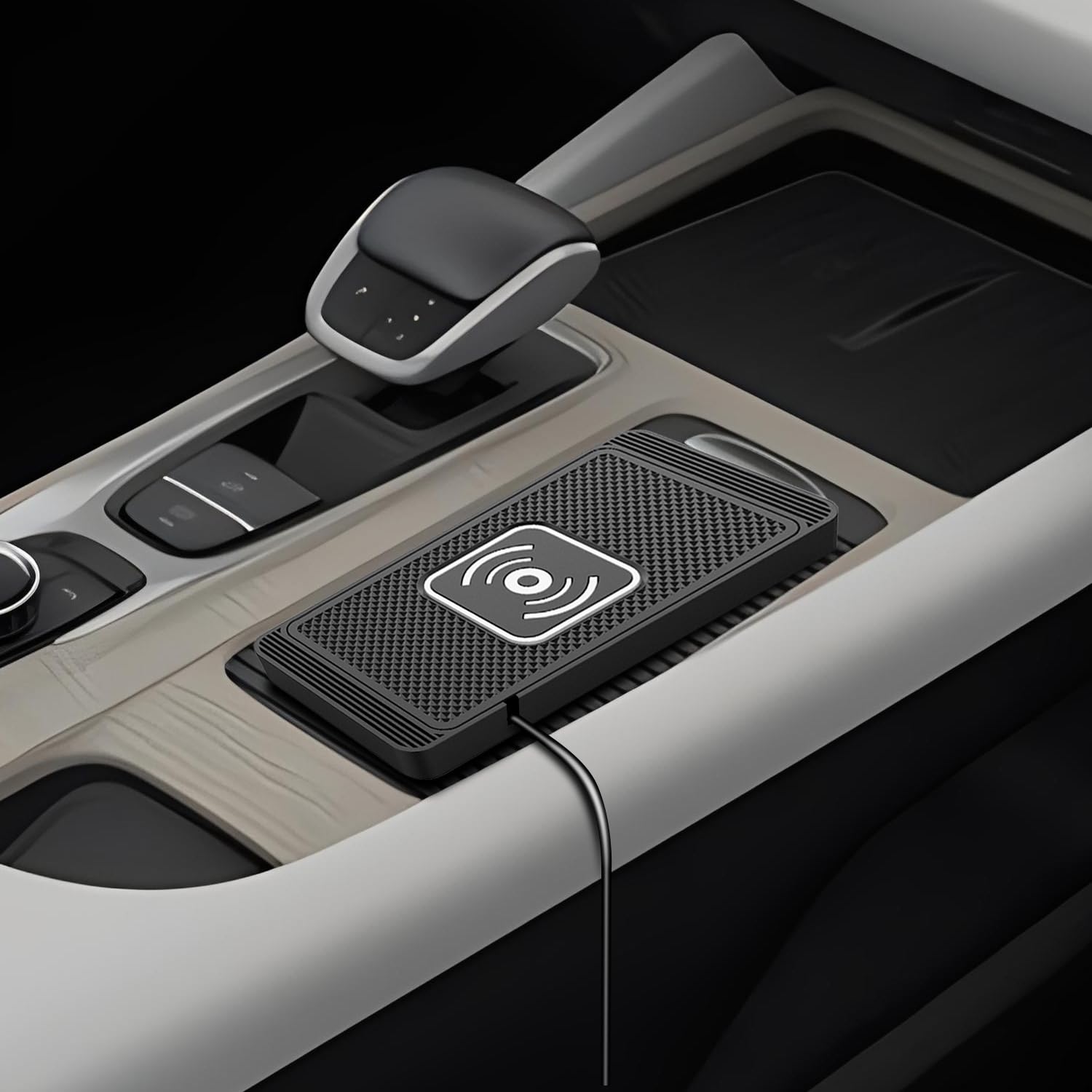 Almohadilla Cargador Coche Inalámbrico para A1 A2 A3 A4 A4L A5 A6 A6L A7 A8, Cargador Inalámbrico Rápido 15W Qi, Alfombrilla Antideslizante Teléfono Coche,15W USB-1m