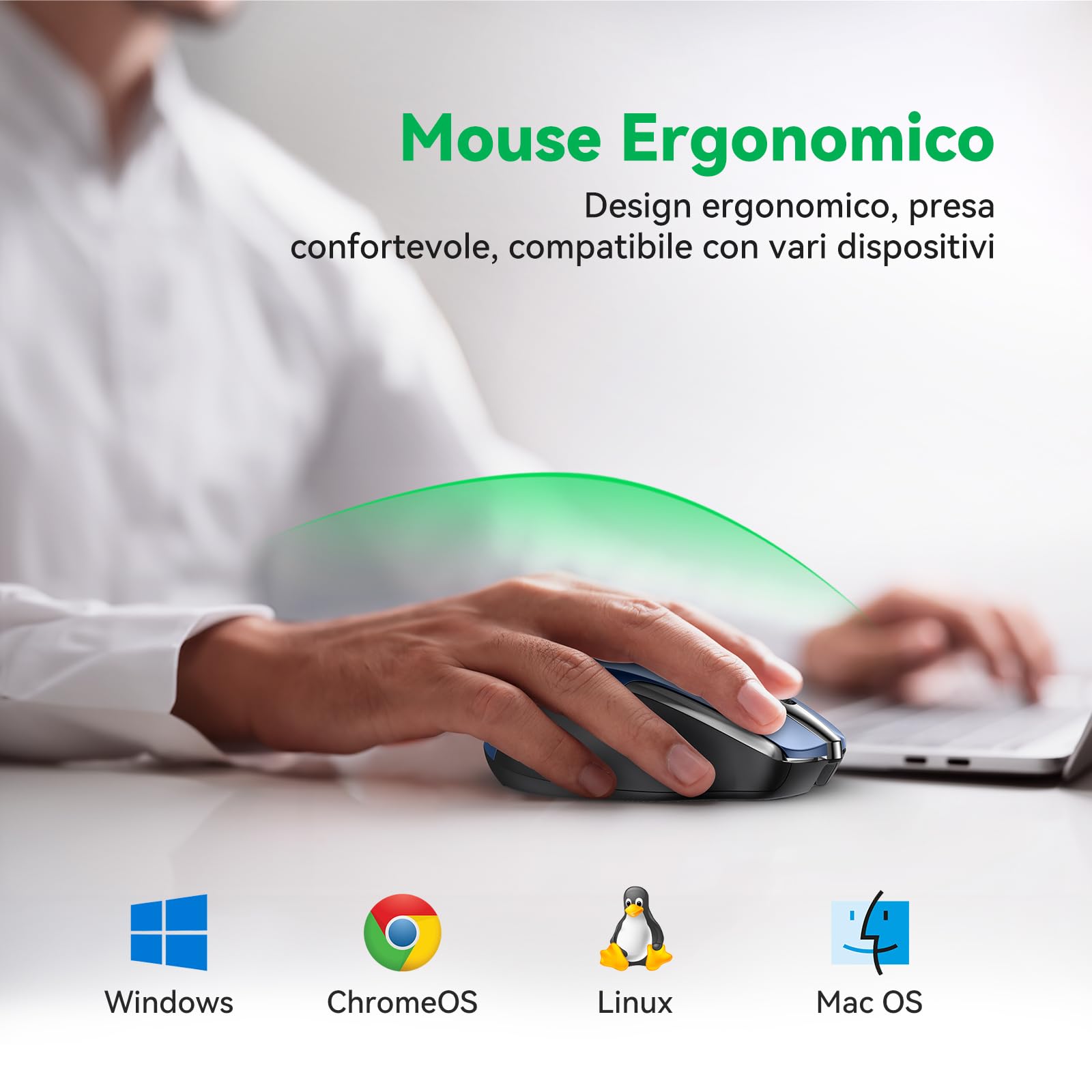 Mouse Bluetooth E Wireless 2.4G | Ricaricabile Con 4800 DPI | Silenzioso E Ergonomico | Per PC, Laptop E Windows - Foto 5