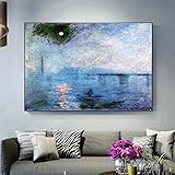 GKUVBF Kunstdruck auf Leinwand: Berühmte impressionistische Landschaften, Gemälde von Claude Monet, Poster und Drucke, moderne Wanddekoration für Zuhause (30 x 40 cm/rahmenlos)