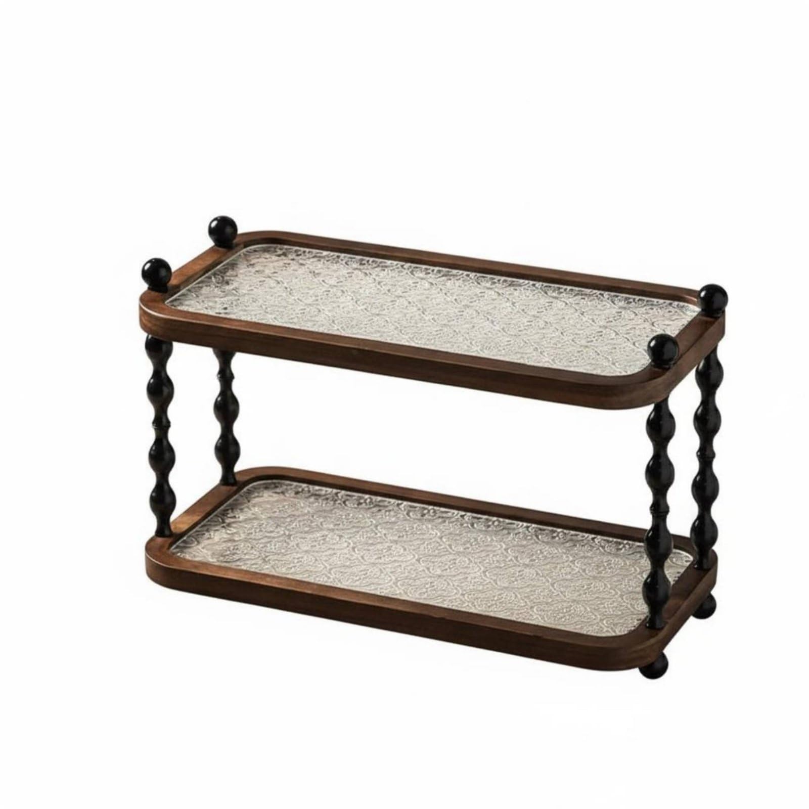 2-Tier Wooden Shelf Sturdy Wood Frame 2-Tier Storage Shelf Wooden Desktop Organizer Elegant Design Multipurpose Display Rack, L-image-23