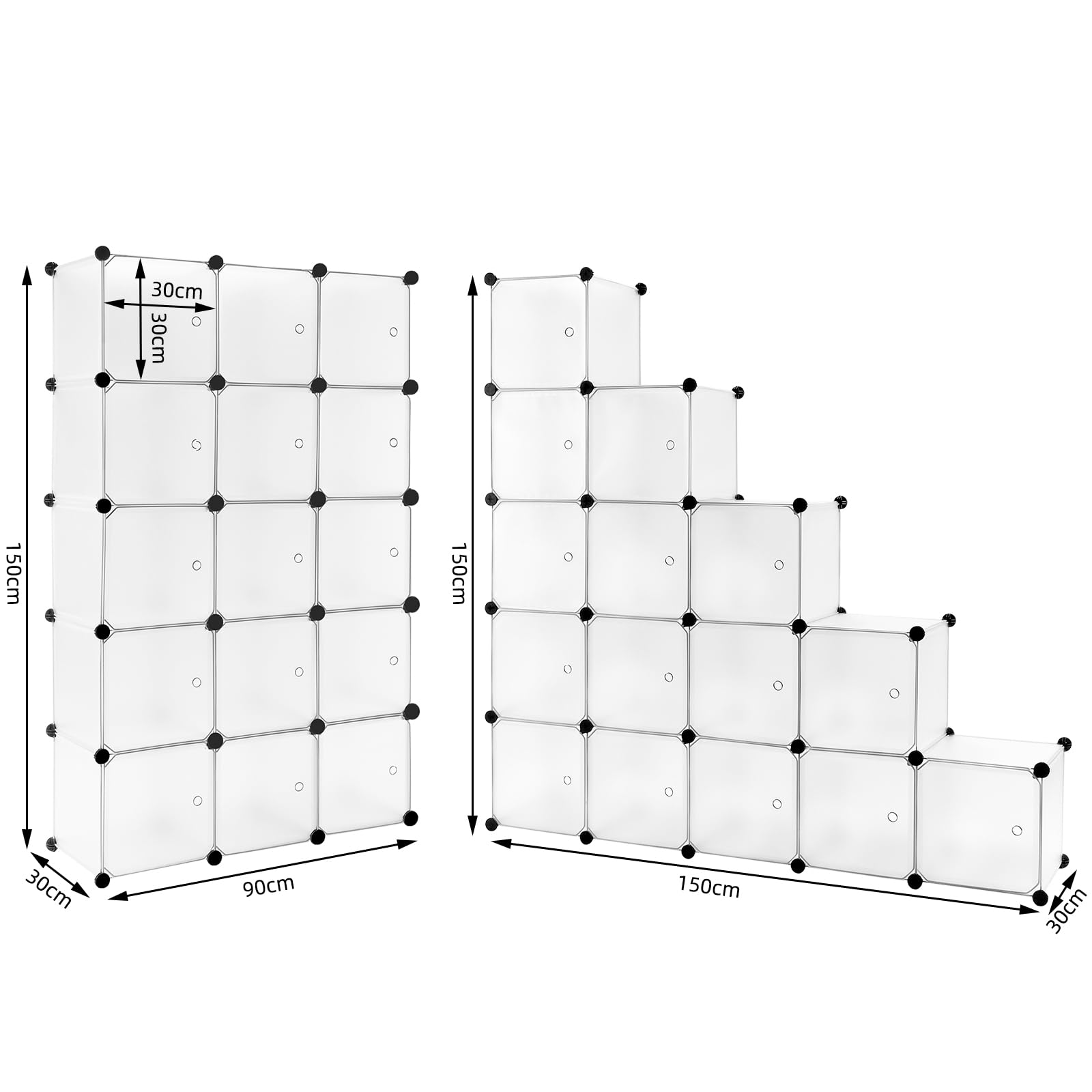 WOLTU Steckregal, Regalsystem, 15 Würfel, DIY Würfelregal, modulare PP-Platten, als Garderobe Schuhregal Raumteiler, für Wohnzimmer Schlafzimmer Flur, Weiß