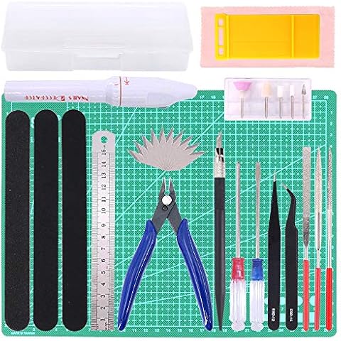Keadic 29Pcs Gundam Modeler Basic Tools Craft Set with a Plastic Case and Bag for Hobby Model Assemble Building Cover