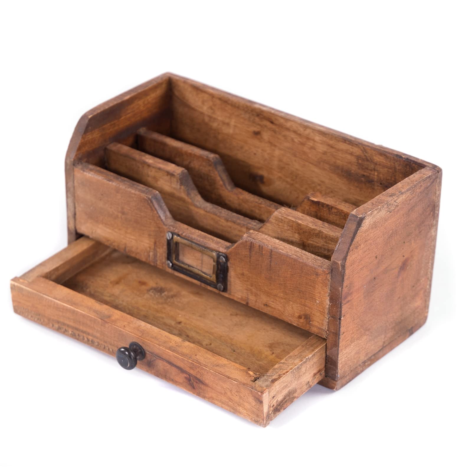 DESIGN DELIGHTS Vassoio per Lettere Juna | Legno di Mogano, 3 Scomparti con cassetto, 25 cm | Raccoglitore di Lettere, organizzatore per Ufficio, Porta Lettere, Documenti