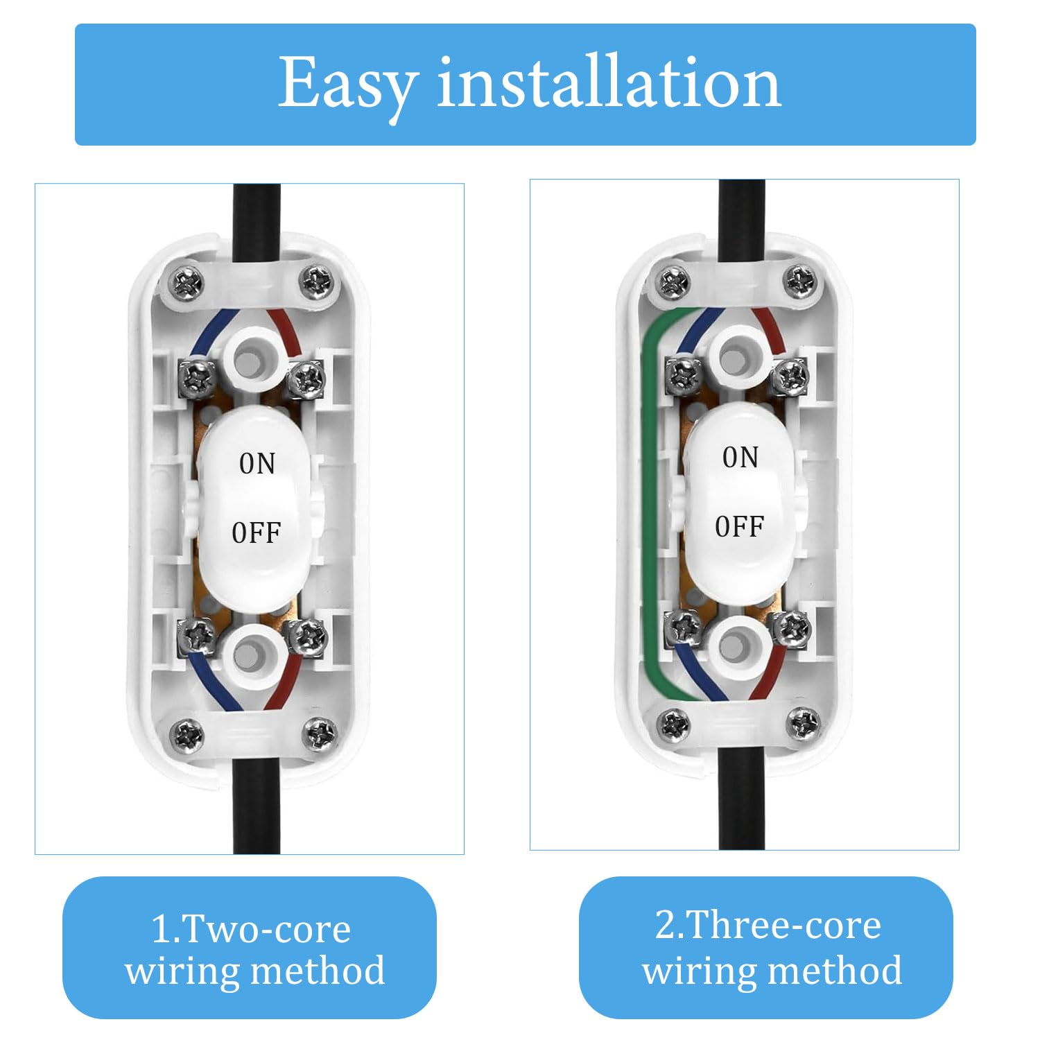 2 Pezzi Interruttore Torpedo, Interruttore Bipolare 6A 250 V, Interruttori a Bilanciere per Lampade e Piccoli Elettrodomestici, per 2 O 3 Linea Piccoli Elettrodomestici, Facile Installazione, Nero