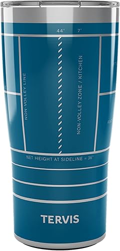 Tervis Traveler Pickleball Pick A Court - Vaso aislado de triple pared para viaje mantiene las bebidas frías y calientes, 20 onzas, acero inoxidable