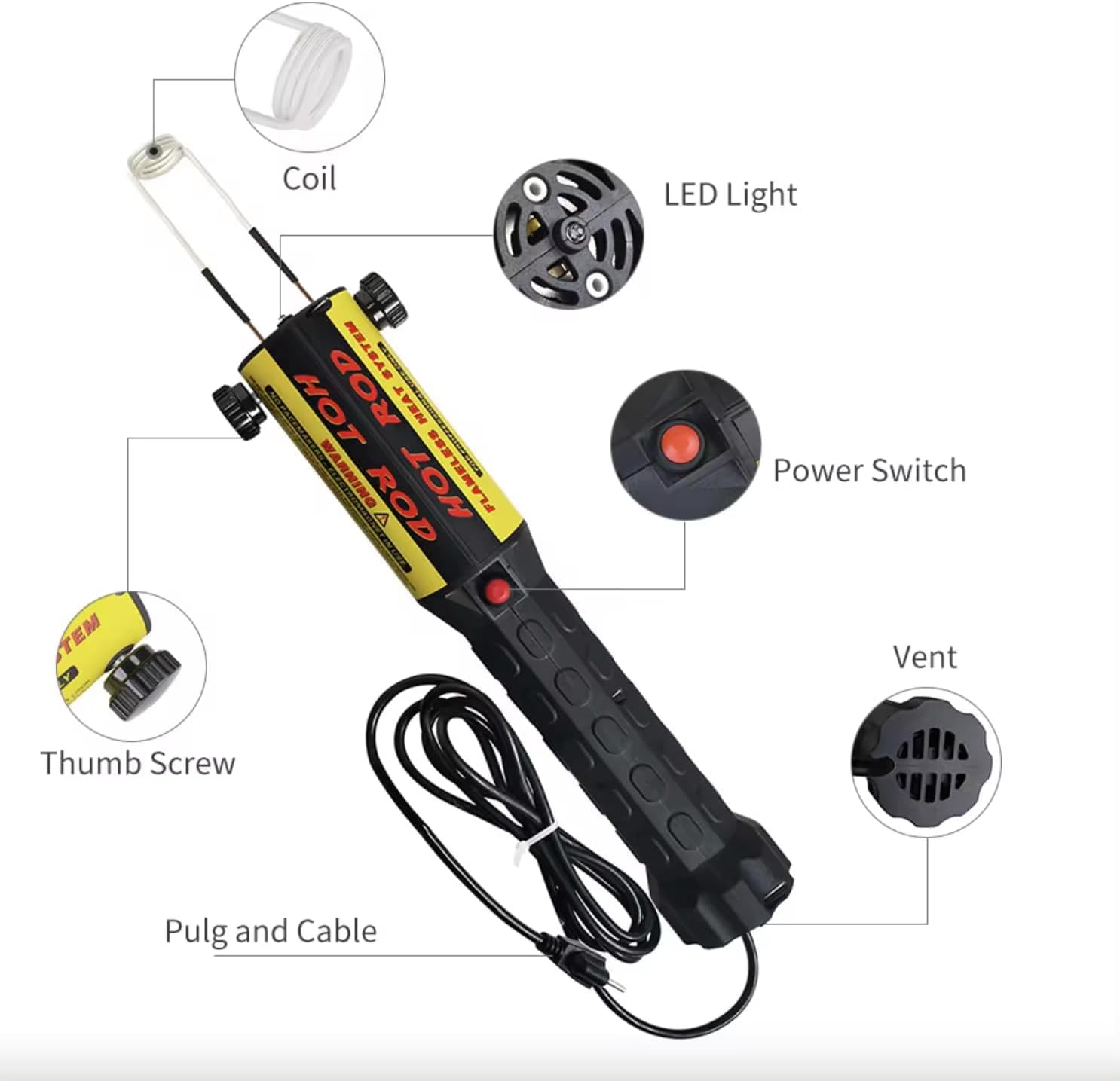 1000W Heater Bolt Removal Tool - Magnetic Induction Heat for Effortless Hot Rod Heating, Bolt Removal