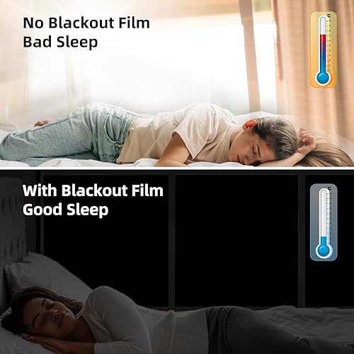 Miniatura 5 de KORKIE Película opaca para ventana 100 bloqueo de luz control de calor adherencia estática oscurecimiento de habitación tinte de ventana para