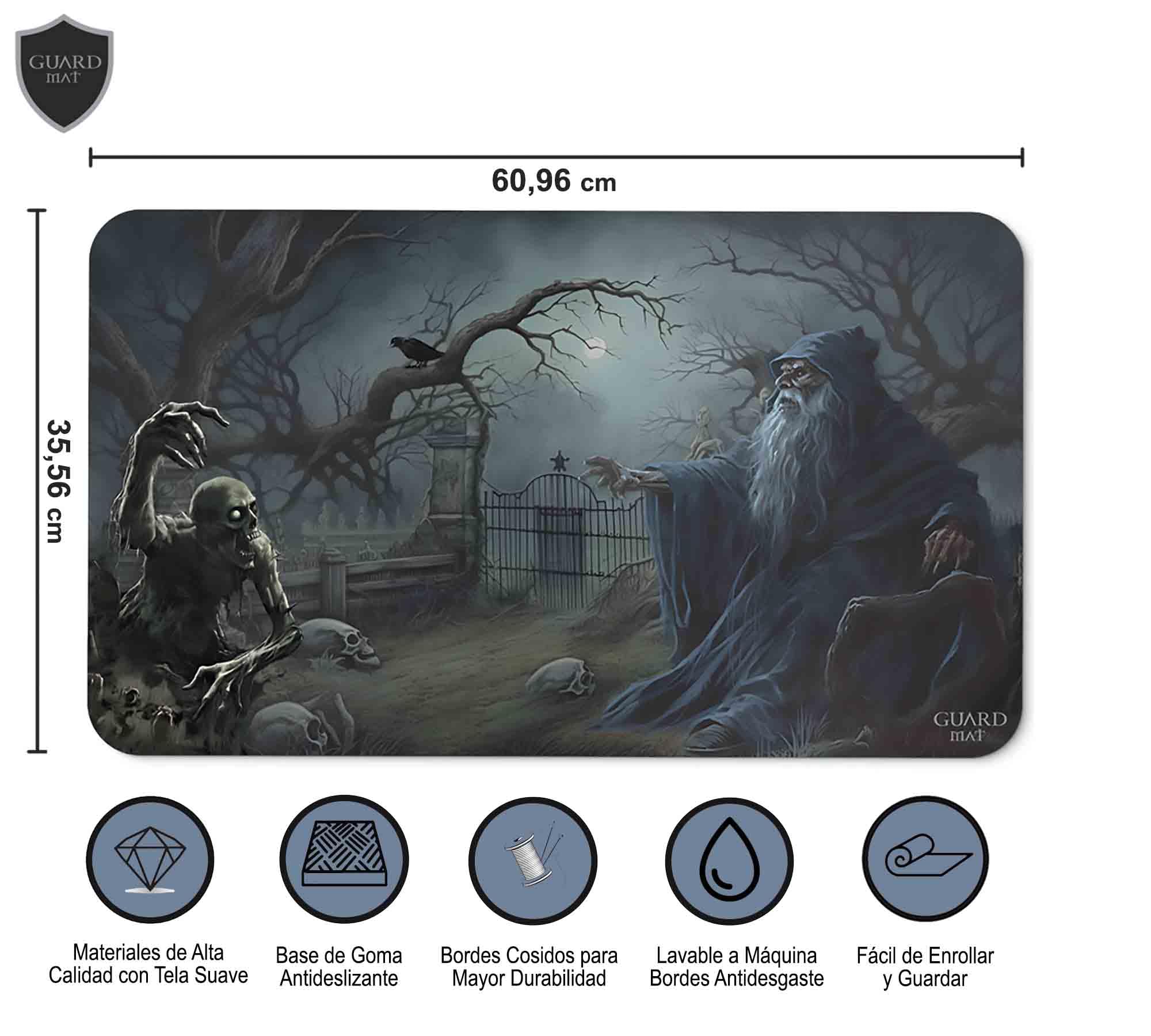 Necromantic Rite (Bordes Cosidos) - Tapete para Cartas Magic - Alfombrilla de Juego - Playmat Compatible con MTG, Señor de los Anillos, TCG, Juegos de Mesa