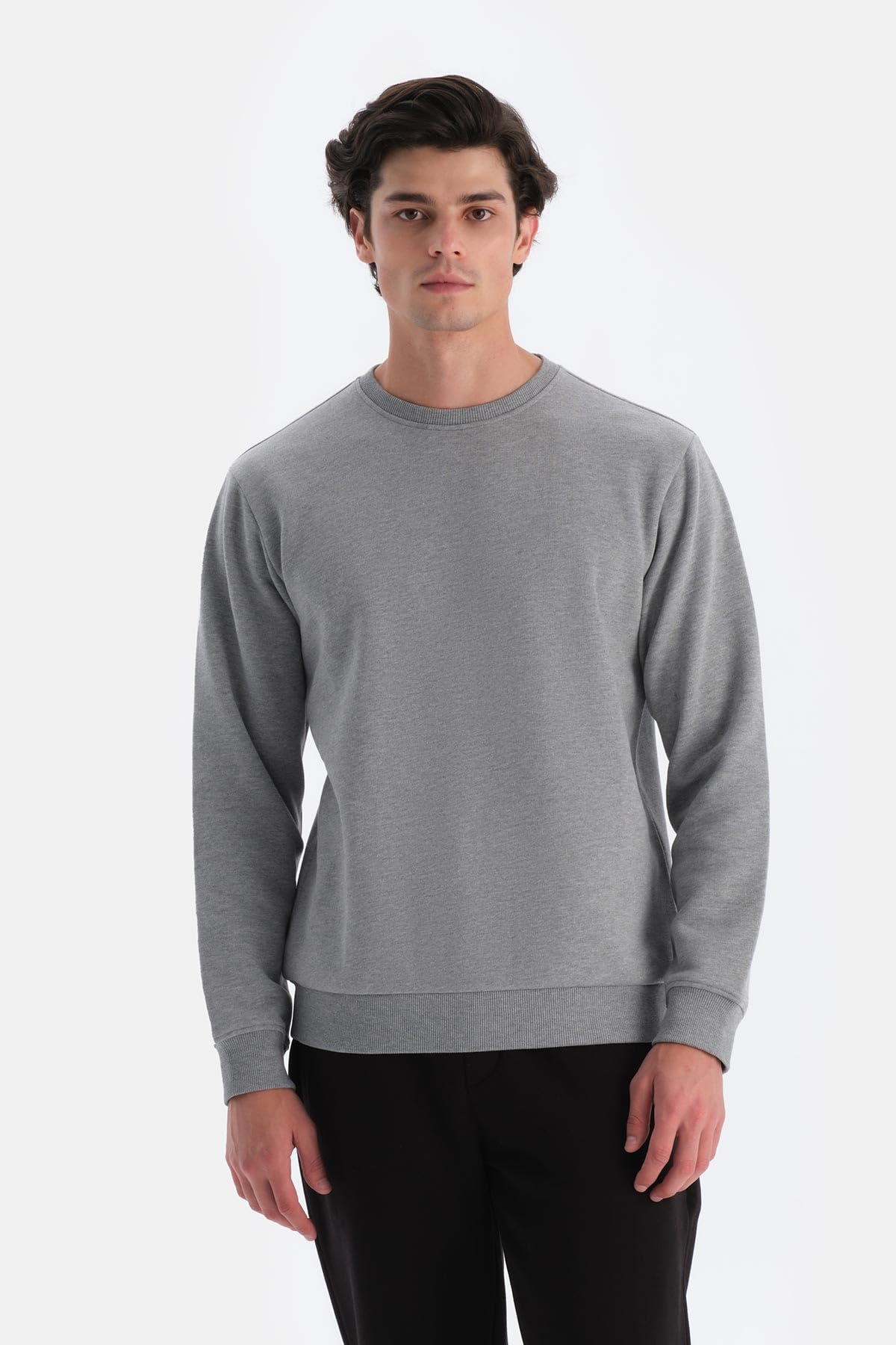 Dagi Erkek İçi Şardonlu Sweatshirt Pamuklu Örme Gri Melanj…
