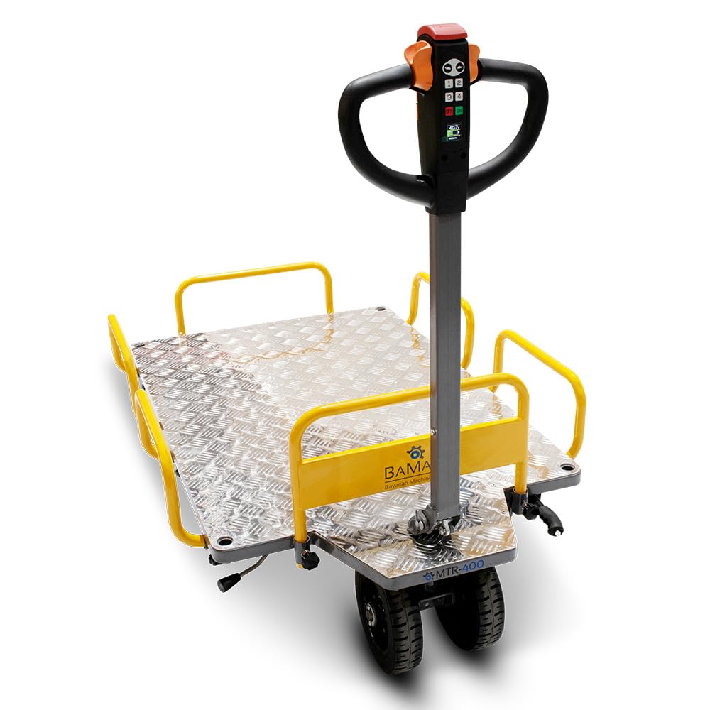 BAMATO Transportwagen MTR-400 | 100% Elektrisch | 400kg Traglast | Elektroantrieb oder Handbetrieb | Bollerwagen Hubwagen Materialtransportwagen